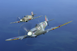 Battle of Britain Memorial Flight (BBMF) Mk Vb Spitfire AB910 and Mk IIc LF363 Hurricane